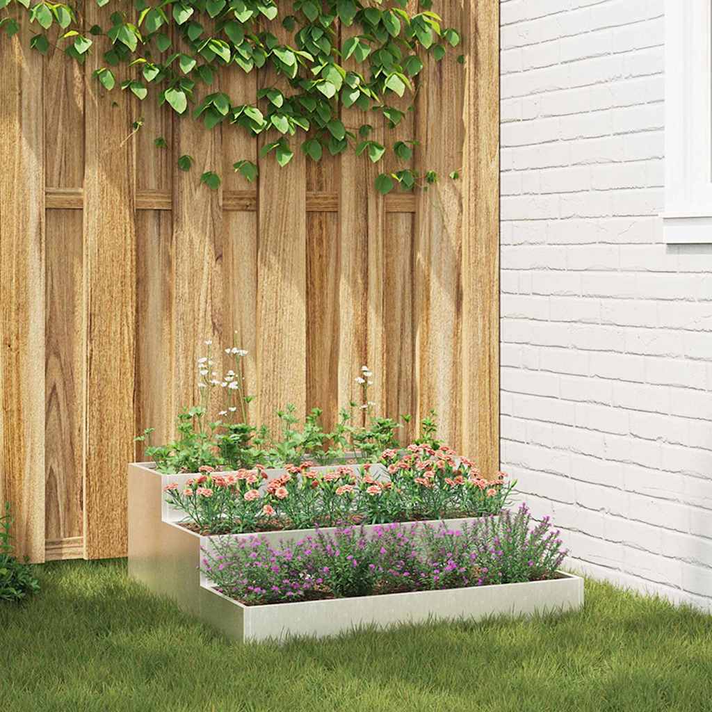 VidaXL Gartenblumentopf Silber 90 x 90 x 35 cm Edelstahl