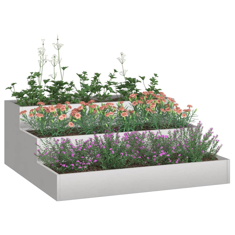 VidaXL Gartenblumentopf Silber 90 x 90 x 35 cm Edelstahl