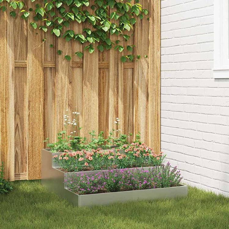 Vidaxl Gartenblumentopf Silber 90 x 90 x 35 cm verzinkter Stahl
