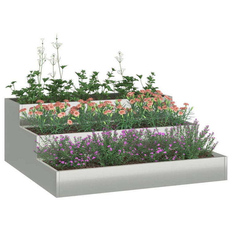 Vidaxl Gartenblumentopf Silber 90 x 90 x 35 cm verzinkter Stahl