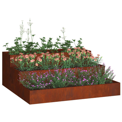 Vidaxl Gartenblumentopf rostig 90 x 90 x 35 cm Cortenstahl