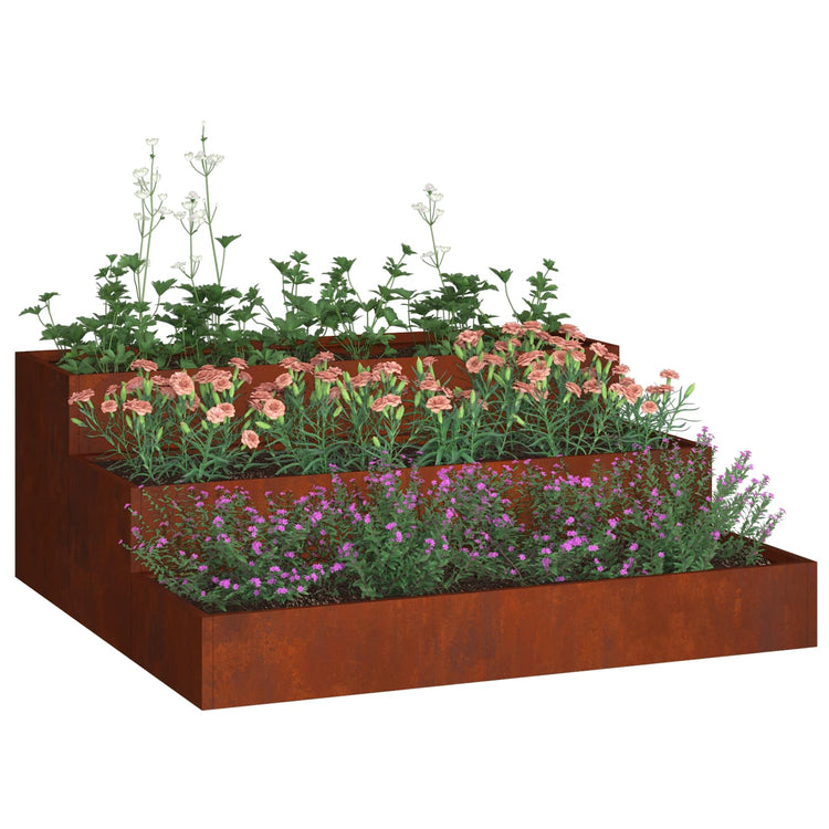 Vidaxl Gartenblumentopf rostig 90 x 90 x 35 cm Cortenstahl
