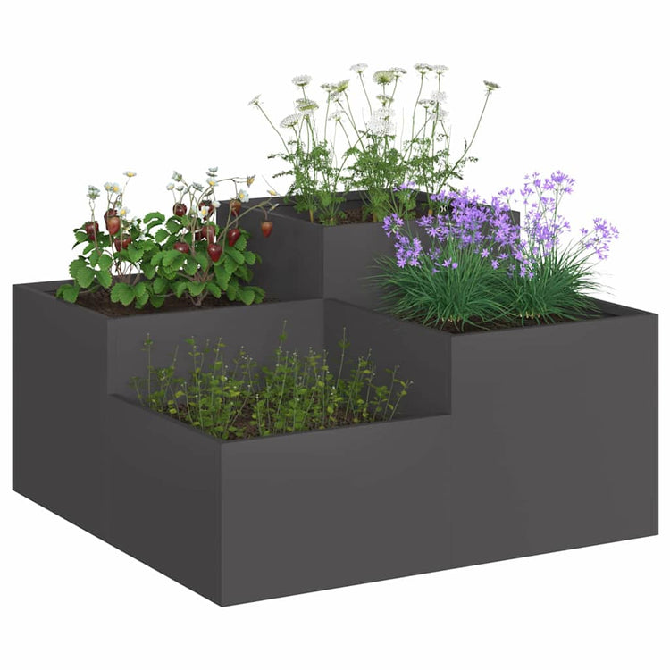 VidaXL Gartenblumentopf Schwarz 80 x 80 x 48 cm Stahl