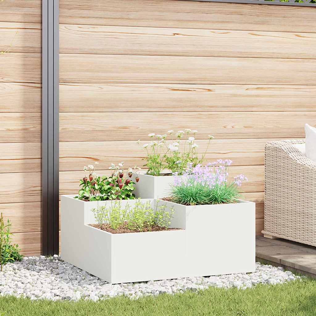 Vidaxx Gartenblumentopf weiß 80 x 80 x 48 cm Stahl