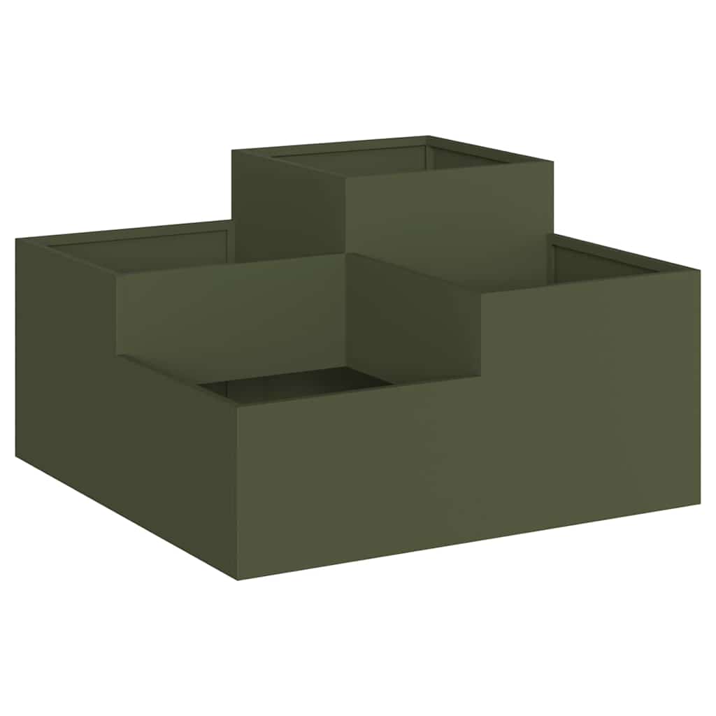 Vidaxxl Gartenblumentopf olivgrün 80 x 80 x 48 cm Stahl