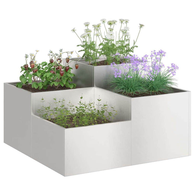 VidaXL Gartenblumentopf Silber 80 x 80 x 48 cm Edelstahl