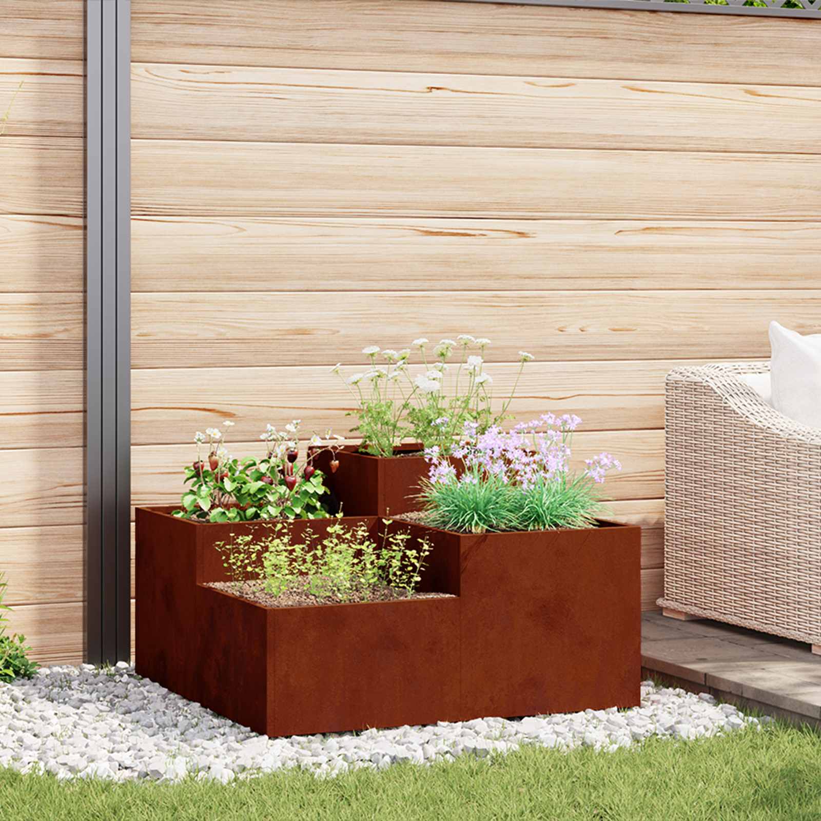 Vidaxl Gartenblumentopf rostig 80 x 80 x 48 cm Cortenstahl