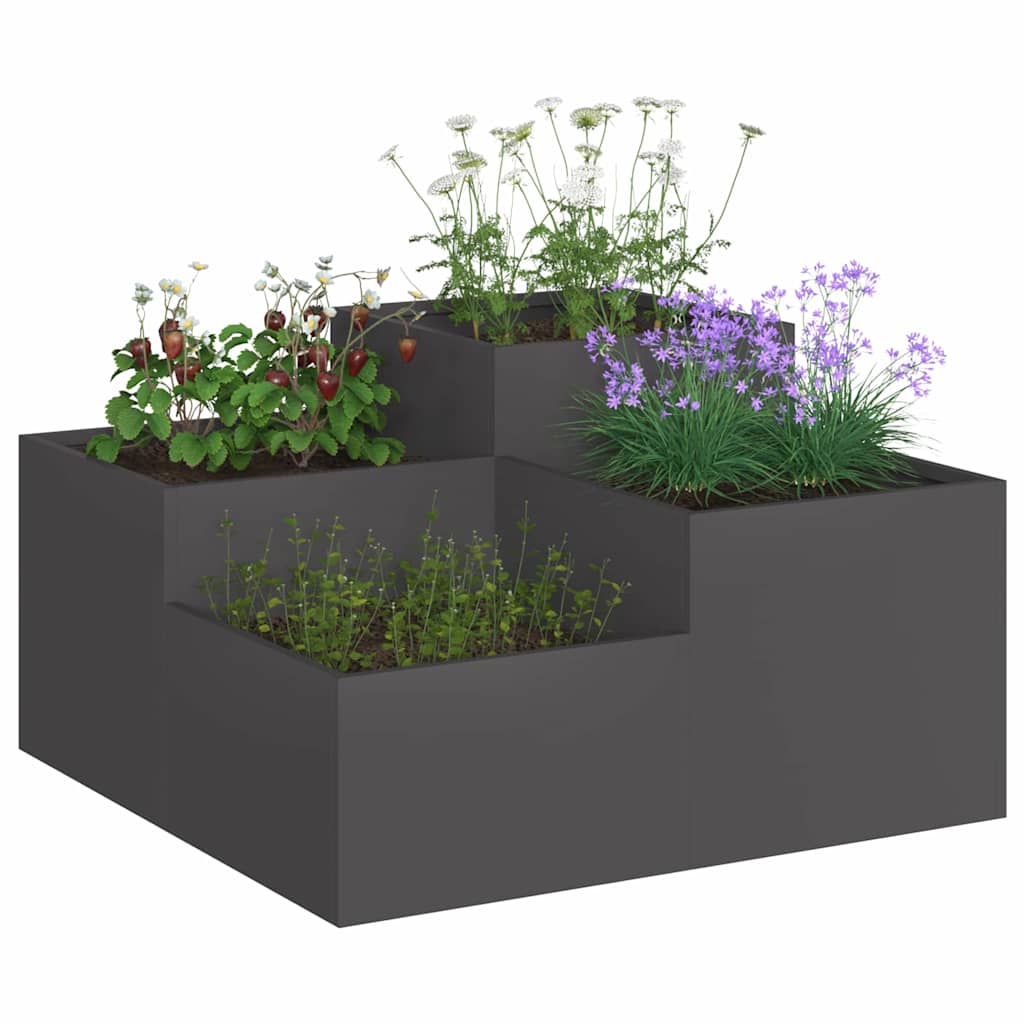 VidaXL Gartenblumentopf Schwarz 100 x 100 x 48 cm Stahl