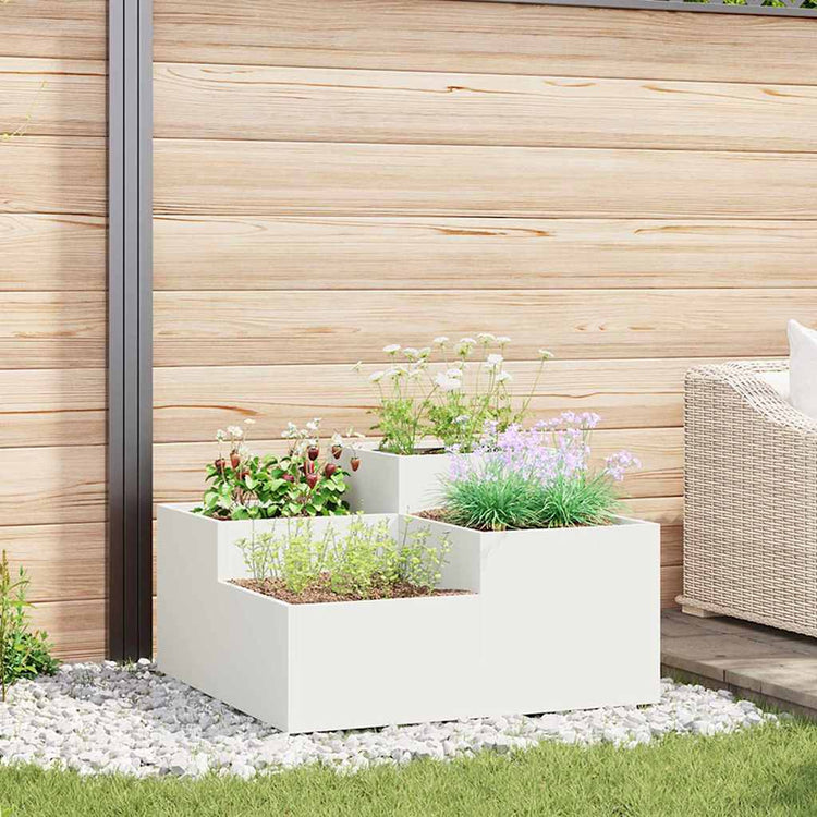 VidaXL Gartenblumentopf weiß 100 x 100 x 48 cm Stahl