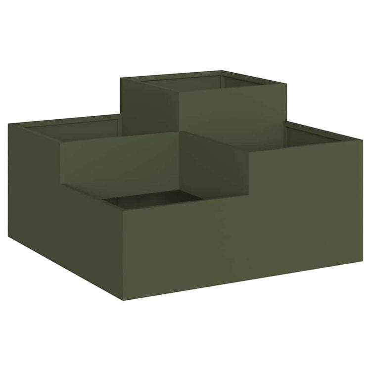 Vidaxxl Gartenblumentopf olivgrün 100 x 100 x 48 cm Stahl