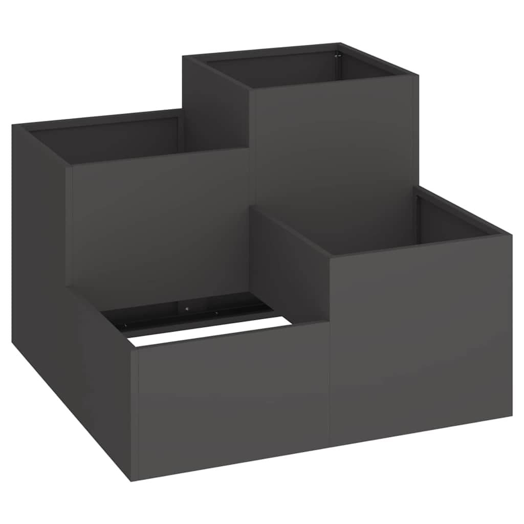 VidaXL Gartenblumentopf Schwarz 80 x 80 x 60 cm Stahl