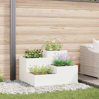 Vidaxl Gartenblumentopf weiß 80 x 80 x 60 cm Stahl