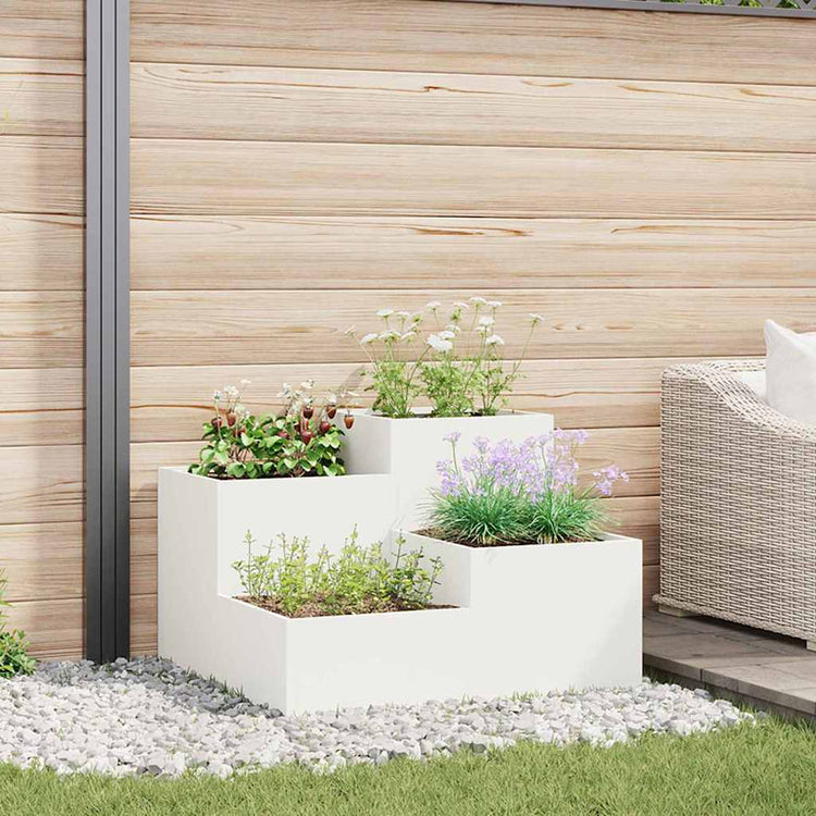 Vidaxl Gartenblumentopf weiß 80 x 80 x 60 cm Stahl