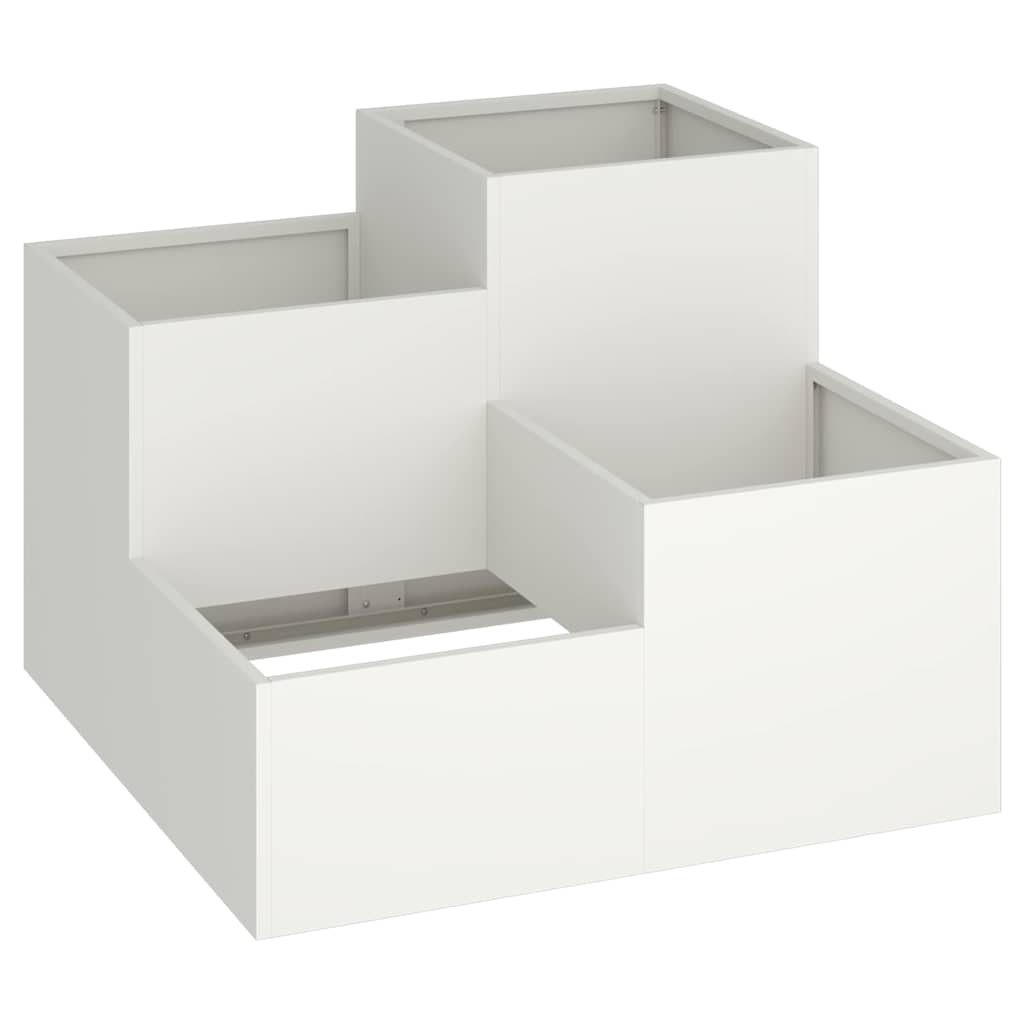 Vidaxl Gartenblumentopf weiß 80 x 80 x 60 cm Stahl