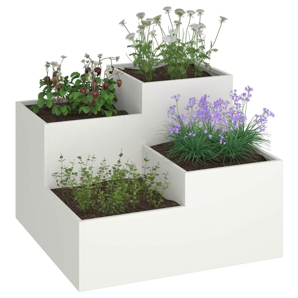 Vidaxl Gartenblumentopf weiß 80 x 80 x 60 cm Stahl