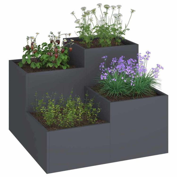 Vidaxl Gartenblumentopf Anthrazit 80 x 80 x 60 cm Stahl