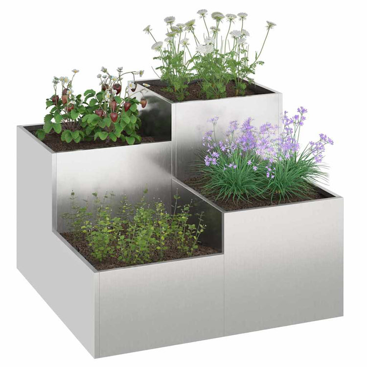 VidaXL Gartenblumentopf Silber 80 x 80 x 60 cm Edelstahl