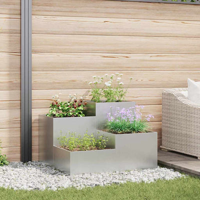 Vidaxl Tuin Bloempot Silber 80 x 80 x 60 cm aus verzinktem Stahl