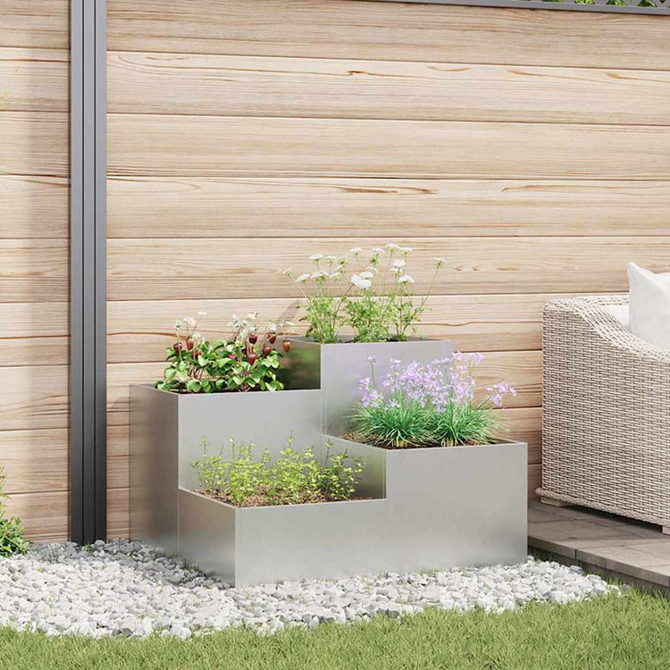 Vidaxl Tuin Bloempot Silber 80 x 80 x 60 cm aus verzinktem Stahl