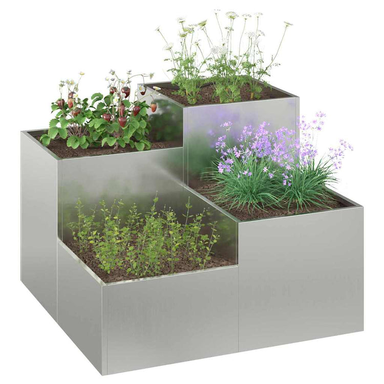 Vidaxl Tuin Bloempot Silber 80 x 80 x 60 cm aus verzinktem Stahl