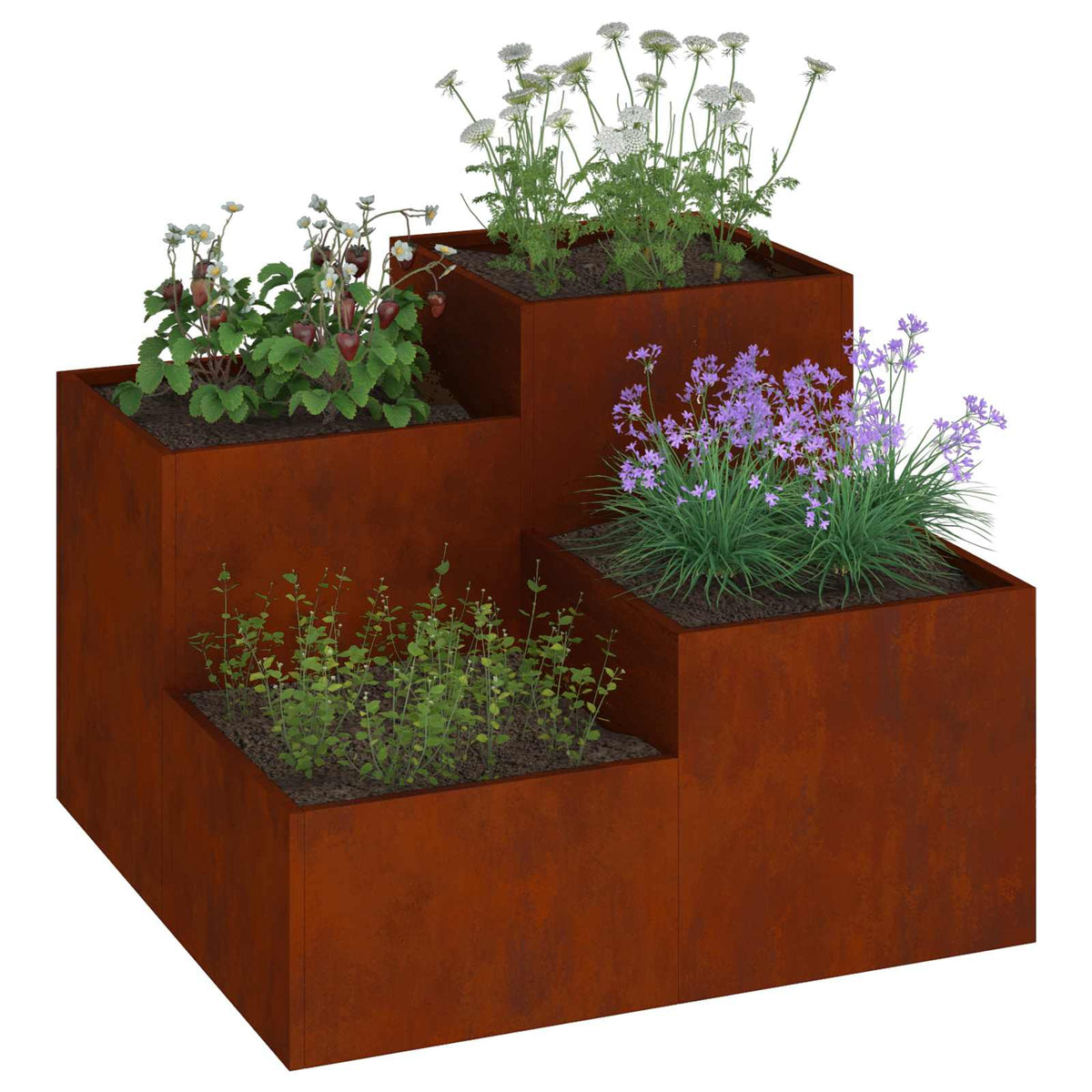Vidaxl Gartenblumentopf rostig 80 x 80 x 60 cm Cortenstahl