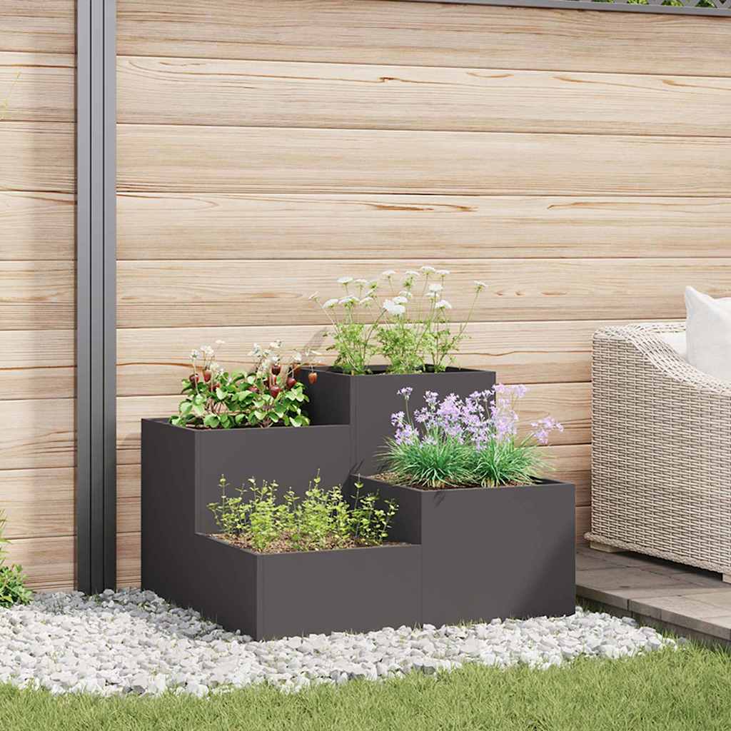 VidaXL Gartenblumentopf Schwarz 100 x 100 x 60 cm Stahl