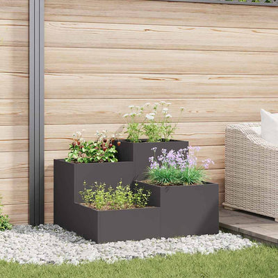 VidaXL Gartenblumentopf Schwarz 100 x 100 x 60 cm Stahl