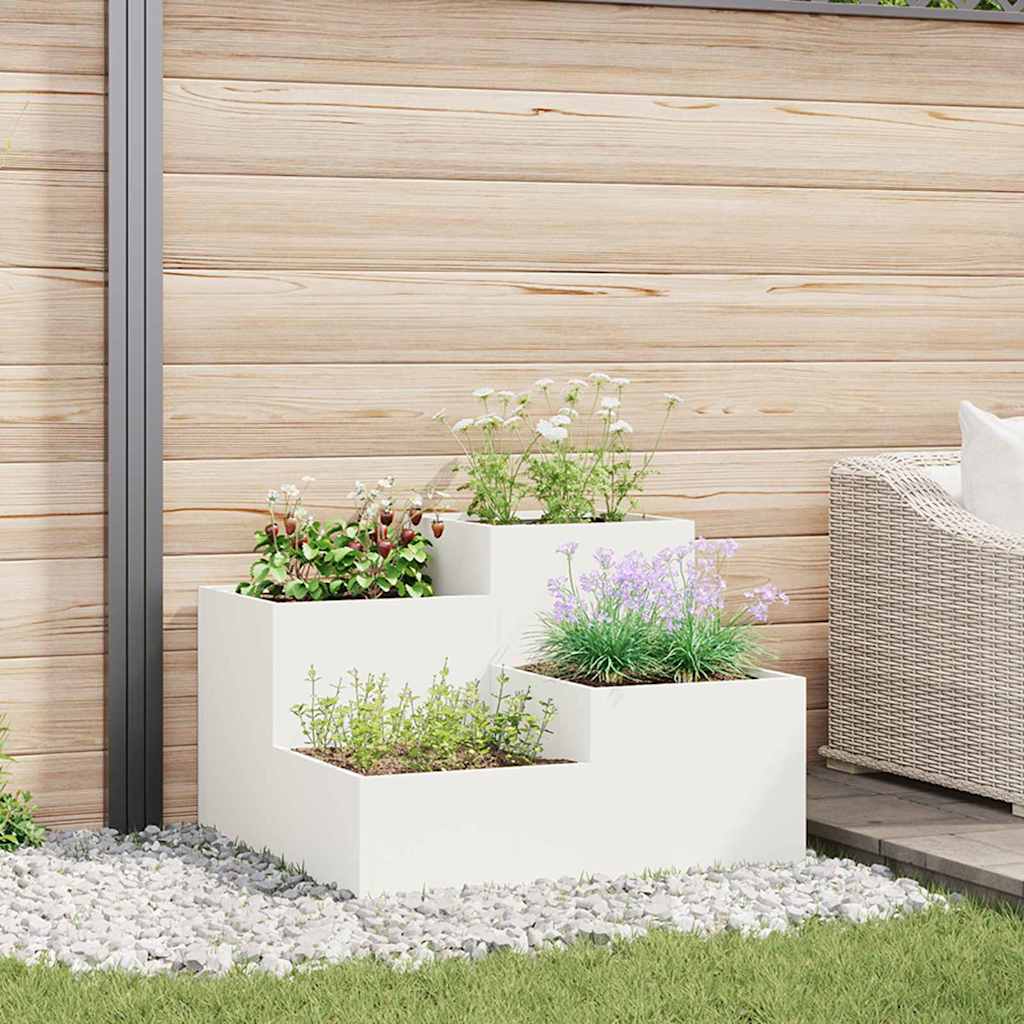 VidaXL Gartenblumentopf weiß 100 x 100 x 60 cm Stahl