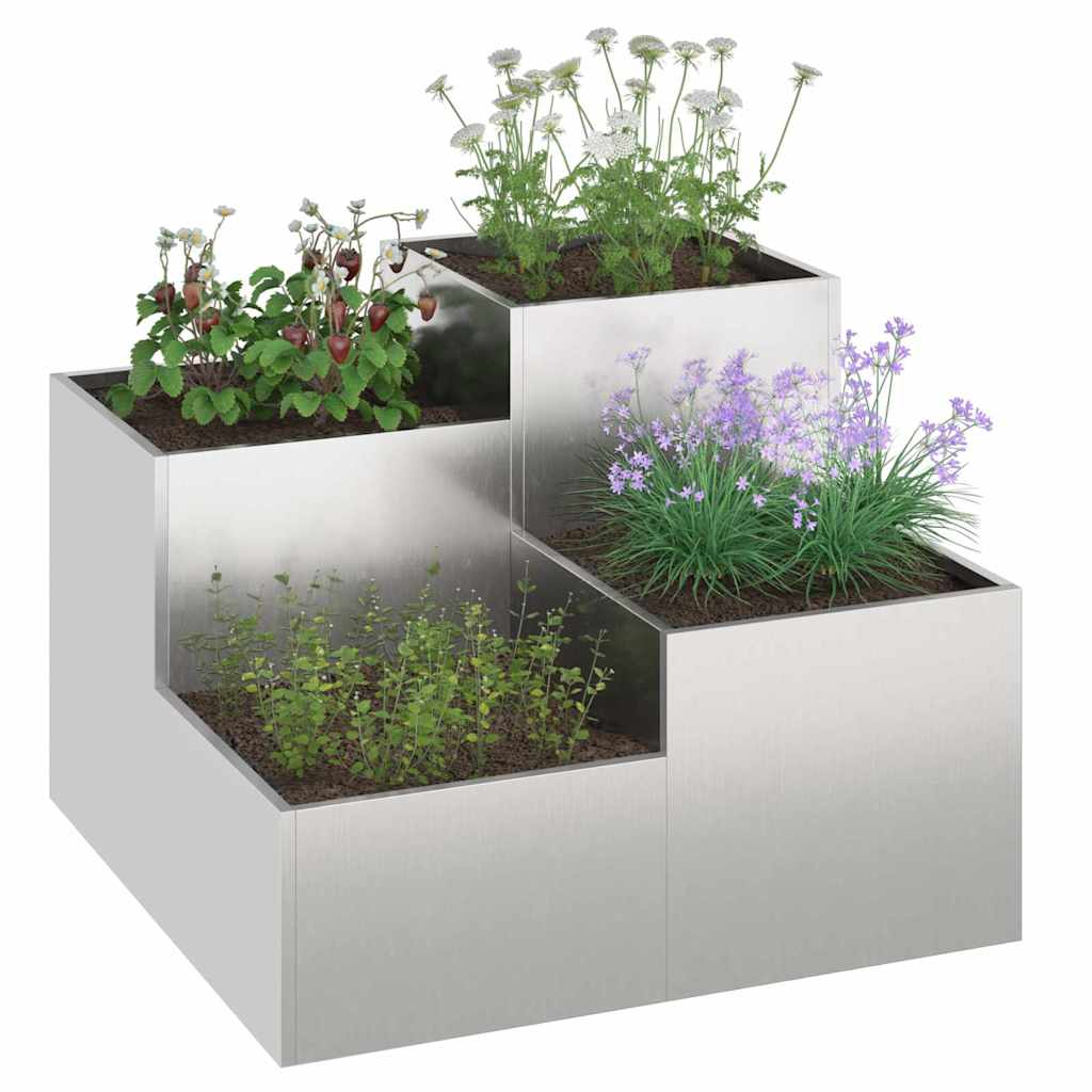 Vidaxx Gartenblumentopf Silber 100 x 100 x 60 cm Edelstahl