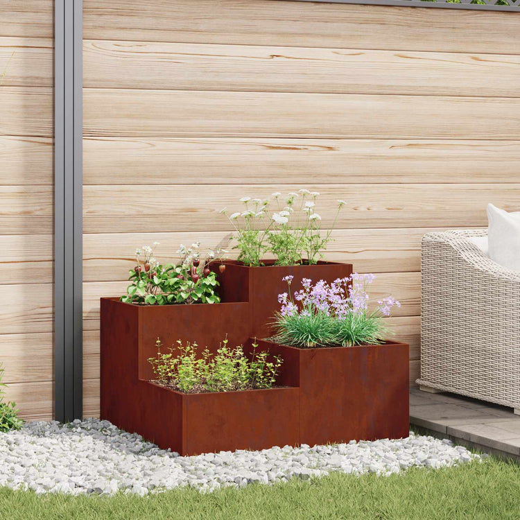 Vidaxl Gartenblumentopf rostig 100 x 100 x 60 cm Cortenstahl
