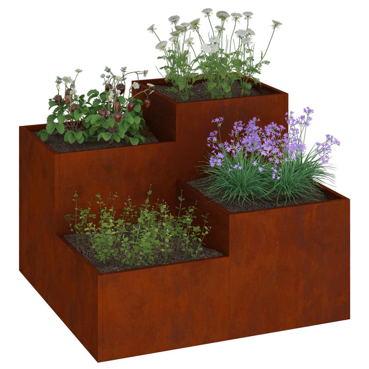 Vidaxl Gartenblumentopf rostig 100 x 100 x 60 cm Cortenstahl