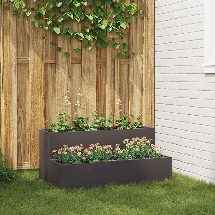 Vidaxl Gartenblumentopf schwarz 100 x 60 x 45 cm kaltgewalzter Stahl