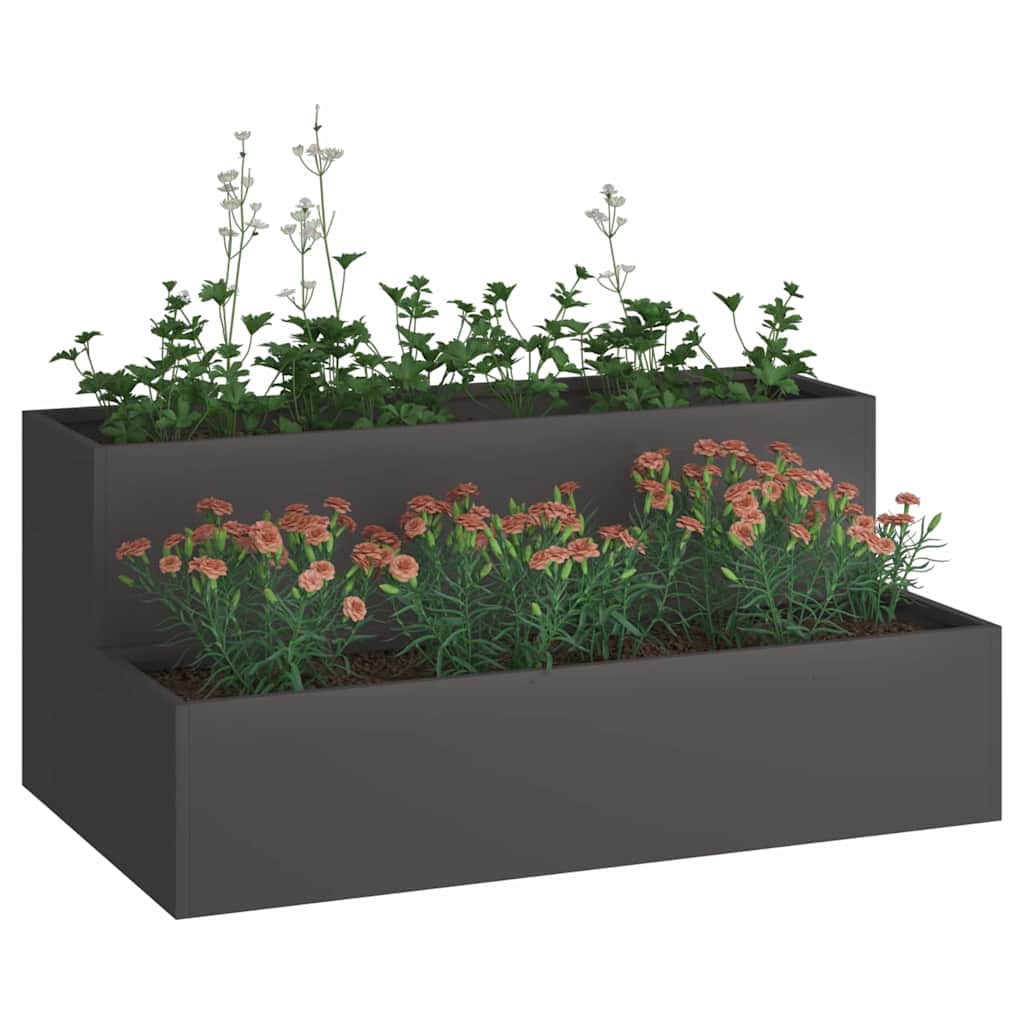 Vidaxl Gartenblumentopf schwarz 100 x 60 x 45 cm kaltgewalzter Stahl
