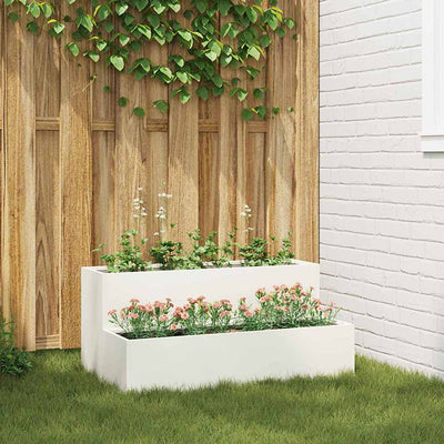 Vidaxl Gartenblumentopf weiß 100 x 60 x 45 cm kaltgewalzter Stahl
