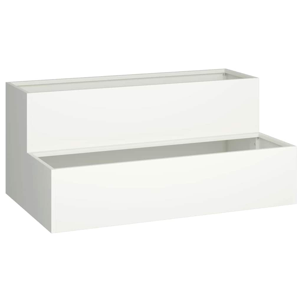 Vidaxl Gartenblumentopf weiß 100 x 60 x 45 cm kaltgewalzter Stahl