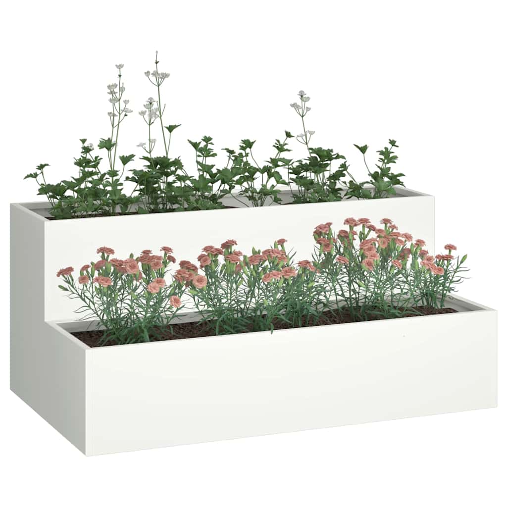 Vidaxl Gartenblumentopf weiß 100 x 60 x 45 cm kaltgewalzter Stahl
