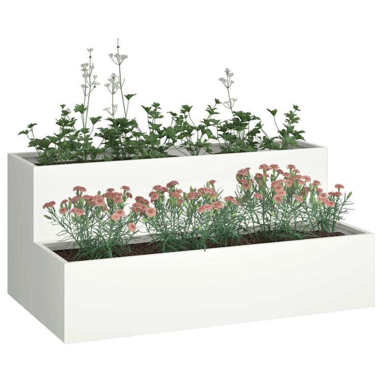 Vidaxl Gartenblumentopf weiß 100 x 60 x 45 cm kaltgewalzter Stahl