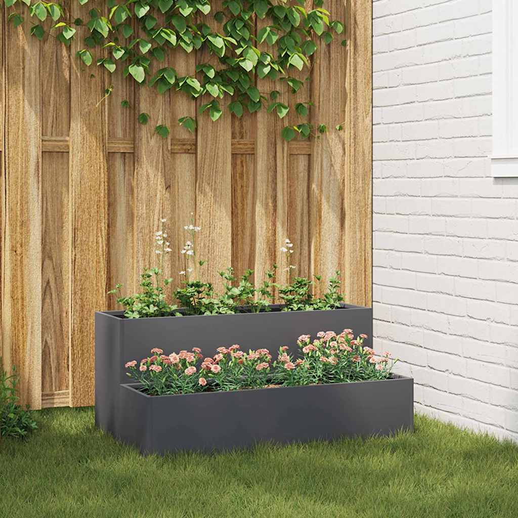 Vidaxl Gartenblumentopf Anthrazit 100 x 60 x 45 cm kaltgewalzter Stahl