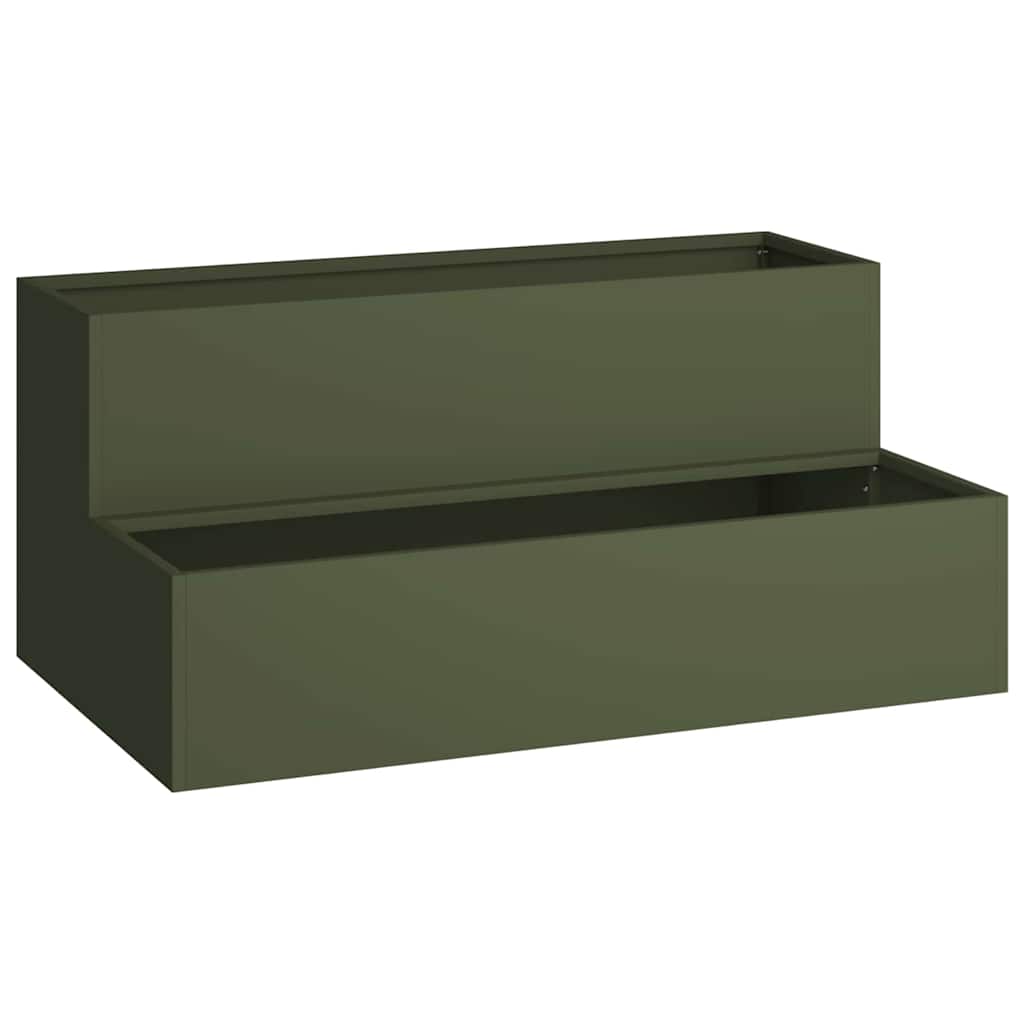 Vidaxxl Gartenblumentopf olivgrün 100 x 60 x 45 cm kaltgewalzter Stahl