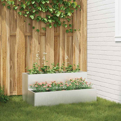 VidaXL Gartenblumentopf Silber 100 x 60 x 45 cm Edelstahl