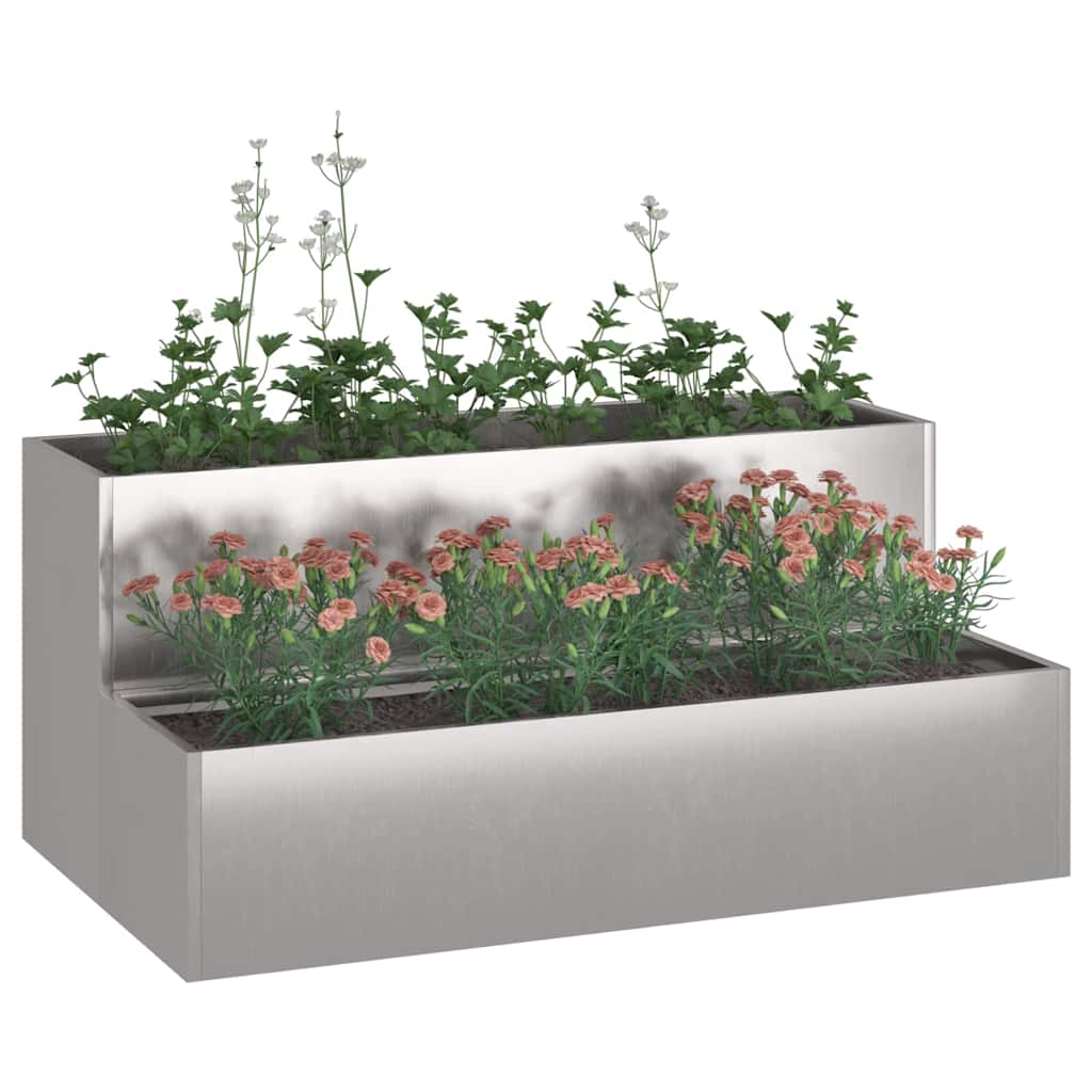 VidaXL Gartenblumentopf Silber 100 x 60 x 45 cm Edelstahl