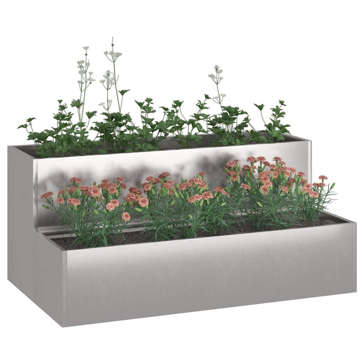 VidaXL Gartenblumentopf Silber 100 x 60 x 45 cm Edelstahl