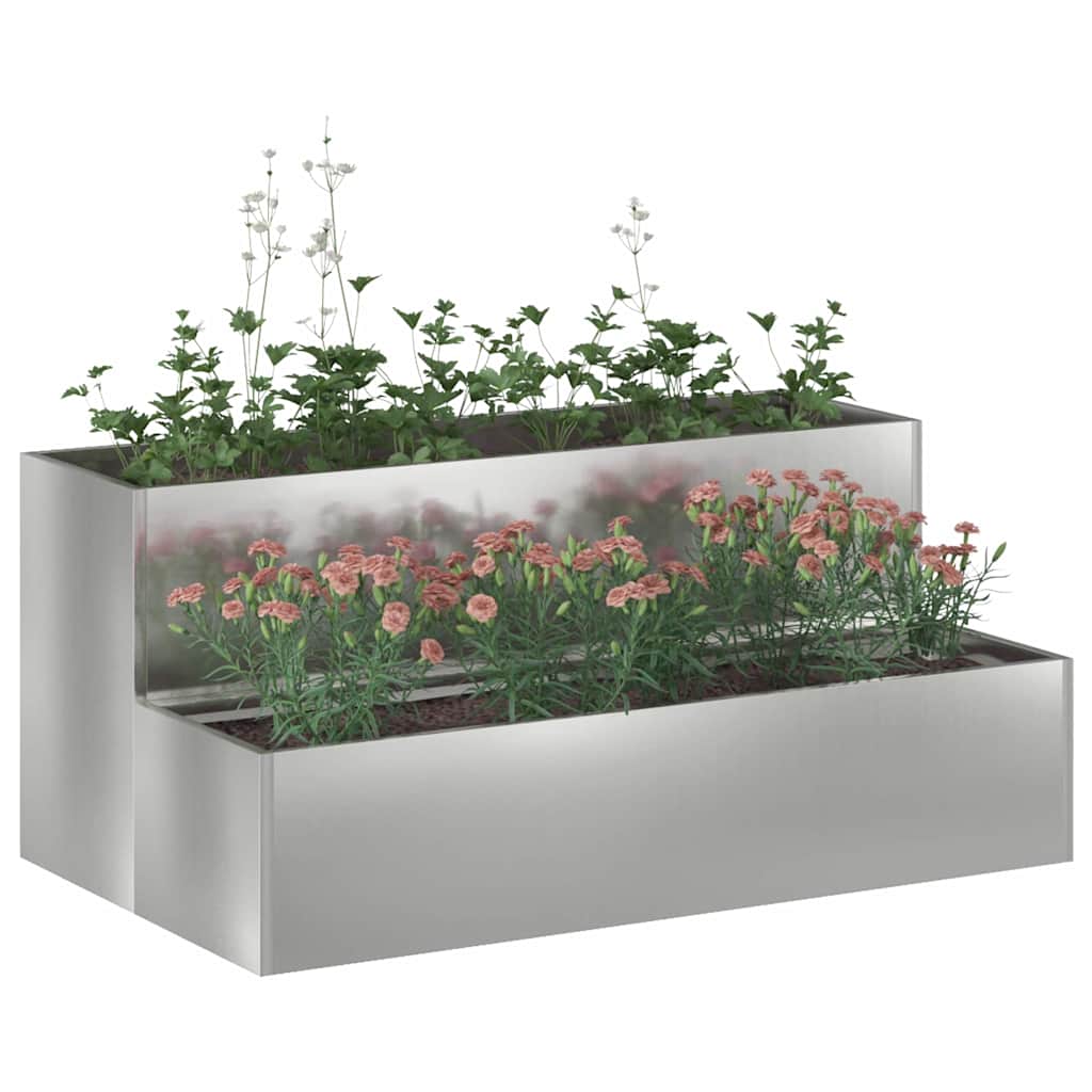 Vidaxl Gartenblumentopf Silber 100 x 60 x 45 cm verzinkter Stahl