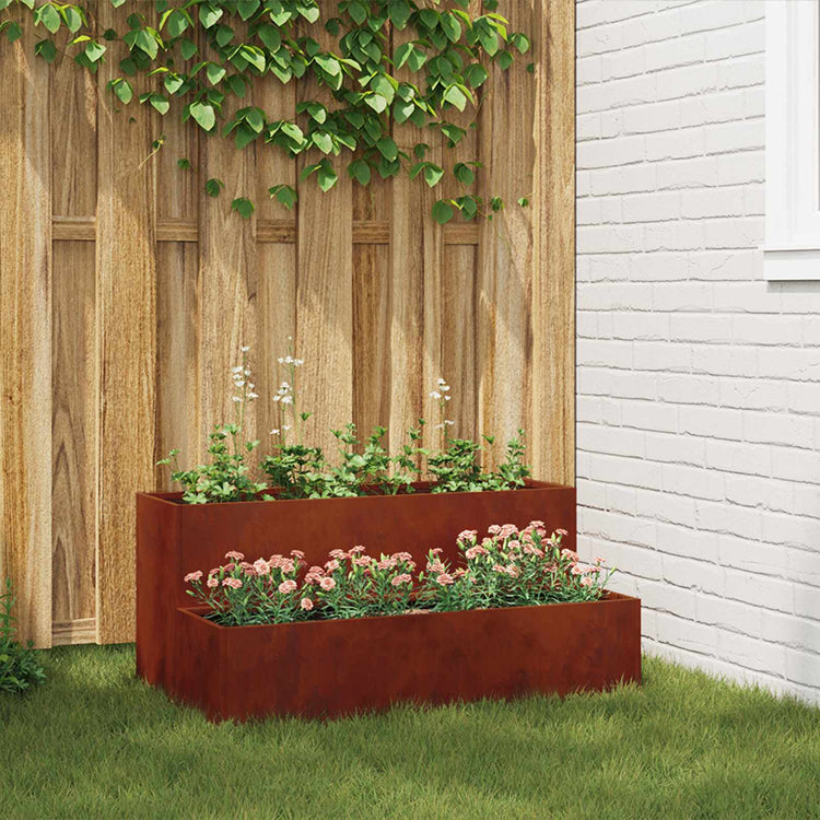 Vidaxl Gartenblumentopf rostig 100 x 60 x 45 cm Cortenstahl