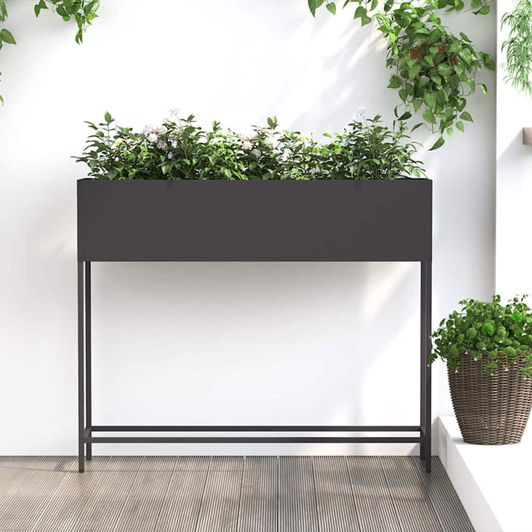 Vidaxxl erhöhter Gartenpflanzer schwarz 100 x 26 x 82 cm Stahl