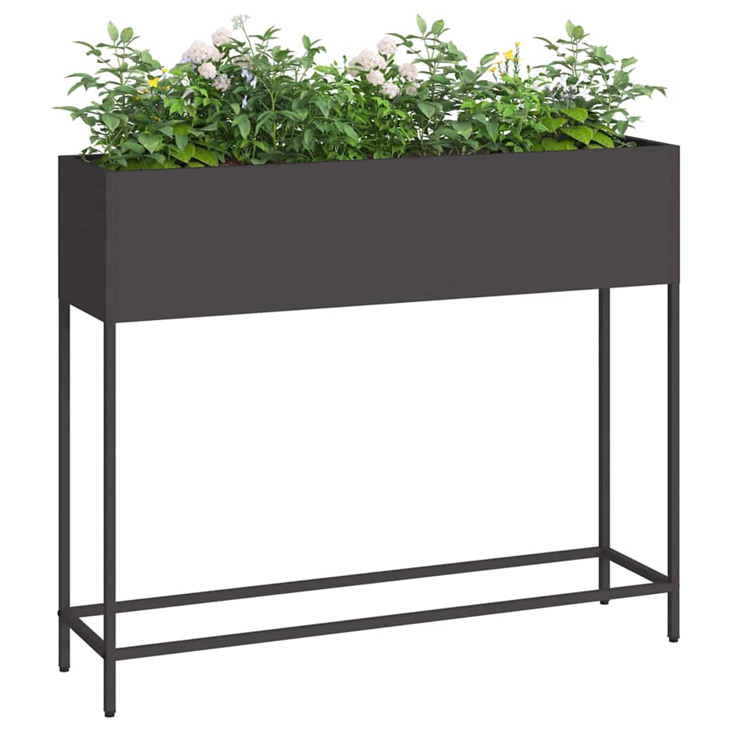 Vidaxxl erhöhter Gartenpflanzer schwarz 100 x 26 x 82 cm Stahl