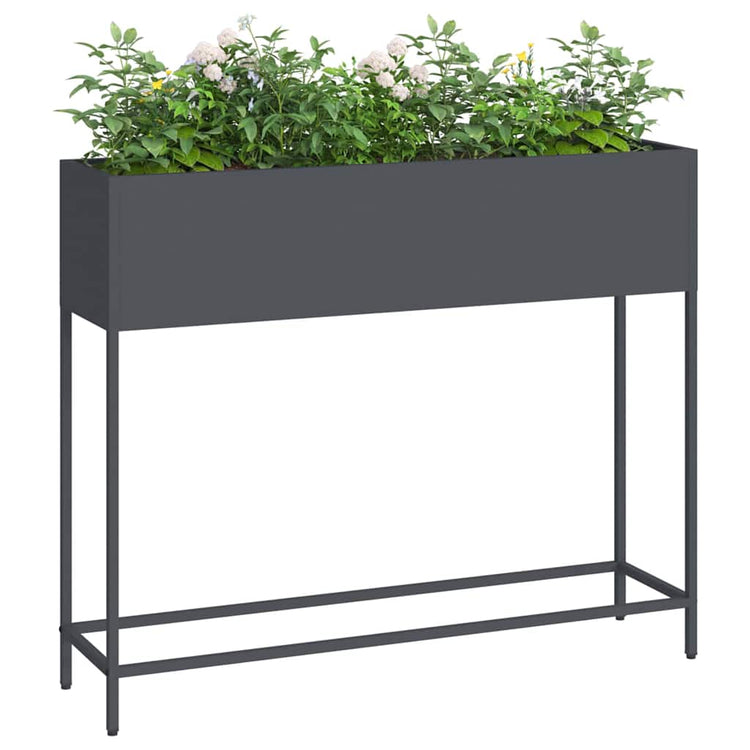 Vidaxl erhöhter Gartenpflanzer Anthrazit 100 x 26 x 82 cm Stahl