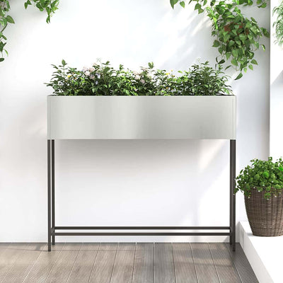 VidaXL erhöhter Gartenpflanzer Silber 100 x 26 x 82 cm