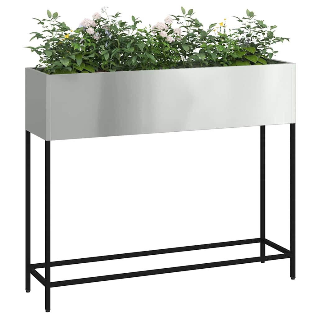 VidaXL erhöhter Gartenpflanzer Silber 100 x 26 x 82 cm