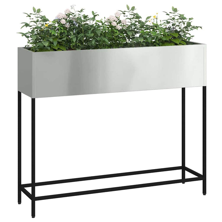 VidaXL erhöhter Gartenpflanzer Silber 100 x 26 x 82 cm